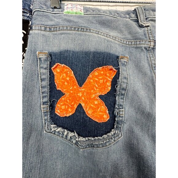 The Scrappy Camper Womens Jeans Sz XL FairyGrunge Boho Festival Upcycled Floral - Picture 6 of 16